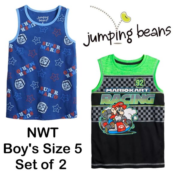 NWT - Set of 2 Boy's Mario Tank Shirts - Size 5 - Picture 1 of 3